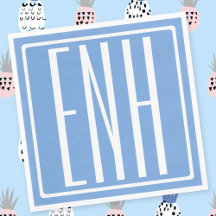 Modern 3-Initialer-monogram | Mjuk blå