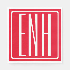 Modern 3-Initialer-monogram | Röd (eller dyr) Pappersservett