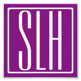 Modern 3-Initialer-monogram | Vit och Lila Fototryck