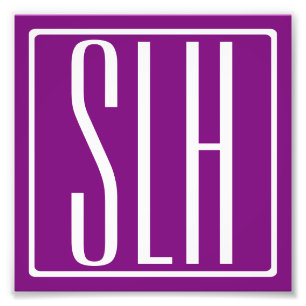 Modern 3-Initialer-monogram   Vit och Lila Fototryck