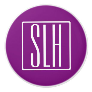 Modern 3-Initialer-monogram   Vit och Lila Knopp