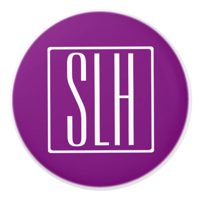 Modern 3-Initialer-monogram | Vit och Lila Knopp (Framsidan)