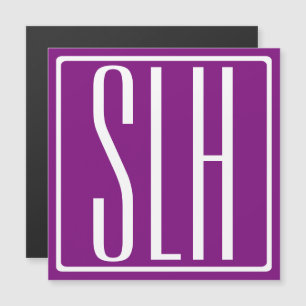 Modern 3-Initialer-monogram   Vit och Lila Magnetisk Inbjudningskort