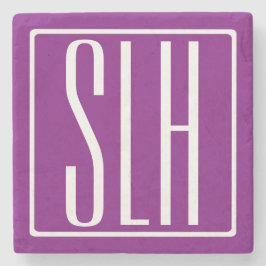 Modern 3-Initialer-monogram | Vit och Lila Stenunderlägg