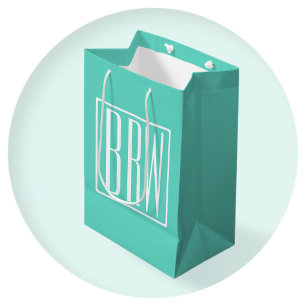 Modern 3-Initialer-monogram Vit på Aqua