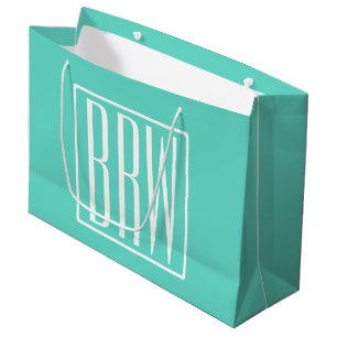Modern 3-Initialer-monogram   Vit på Aqua