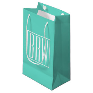 Modern 3-Initialer-monogram   Vit på Aqua