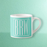 Modern 3-Initialer-monogram | Vit på Aqua