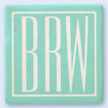 Modern 3-Initialer-monogram | Vit på Aqua