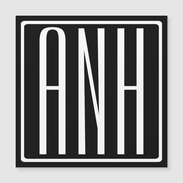 Modern 3-Initialer-monogram | Vit på svart (Framsida)