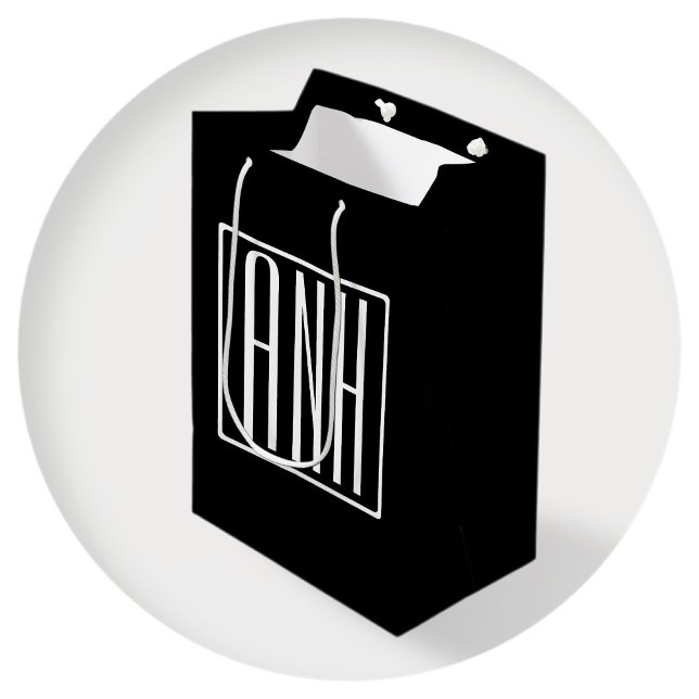 Modern 3-Initialer-monogram | Vit på svart (Skapare uppladdad)