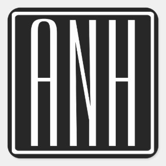 Modern 3-Initialer-monogram | Vit på svart Fyrkantigt Klistermärke