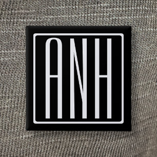 Modern 3-Initialer-monogram Vit på svart Knapp