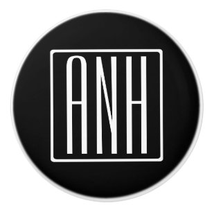 Modern 3-Initialer-monogram   Vit på svart Knopp