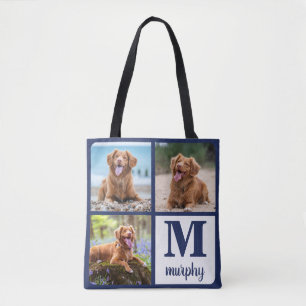 Modern 3-pepparfoto Monogram Hund älskare Tygkasse
