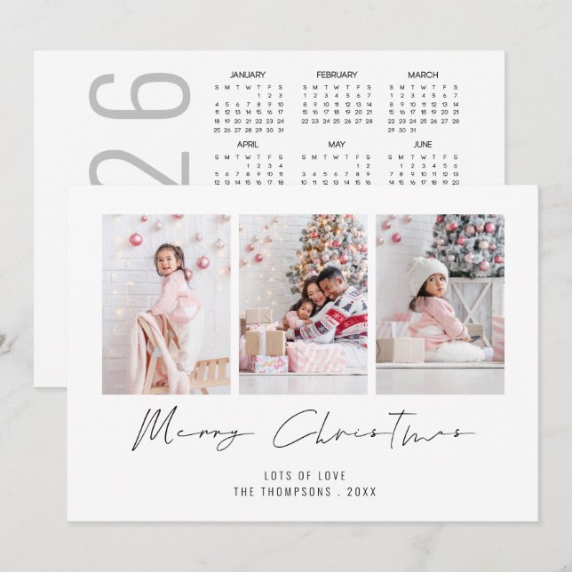 Modern 3 Photo 2026 Calendar God jul Julkort (Fram/baksida)