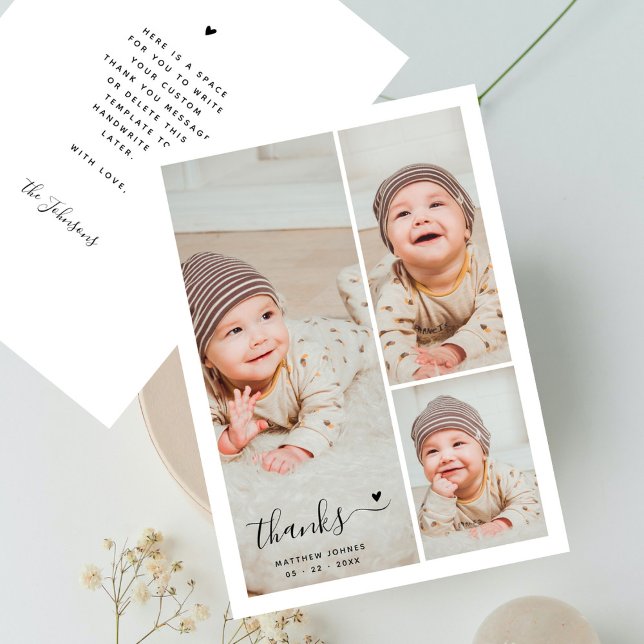Modern 3 Photo Collage Birth-meddelande - Tack (Skapare uppladdad)