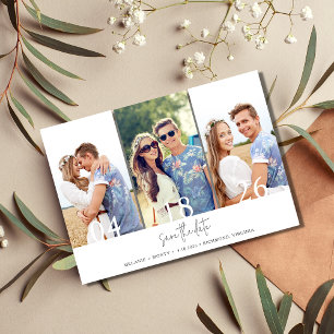 Modern 3 Photo Collage Bröllop Spara Datumet