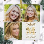Modern 3 Photo Collage Personlig Studenten Julgransprydnad Keramik<br><div class="desc">Fira student med vår elegant och vårt moderna fotokollage studenten ornament - perfekten till minne av er speciella dag! Den här enkla men fantastiska tangentbordet har plats för foton i tre personliger, tillsammans med ditt namn och skolår för en verklig personlig. Oavsett om du firar en högskola, högskola eller universiteten...</div>