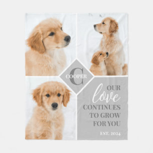 Modern 3 Photo Collage Pet Hund Monogram Fleecefilt