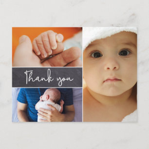 Modern 3 Photo Collage Pojke Birth Vykort