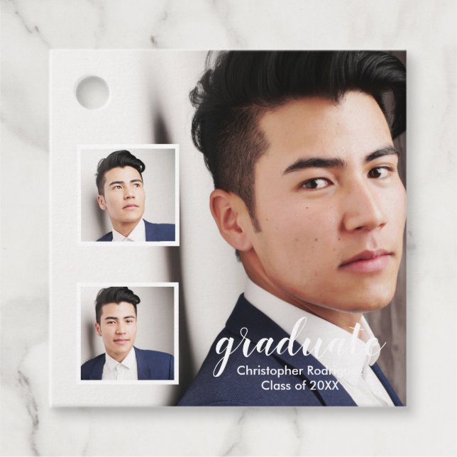Modern 3 Photo Graduation Gåvor Etiketter (Framsida)