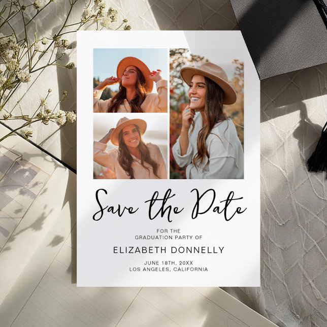 Modern 3 Photo Graduation Spara Datumet (Skapare uppladdad)
