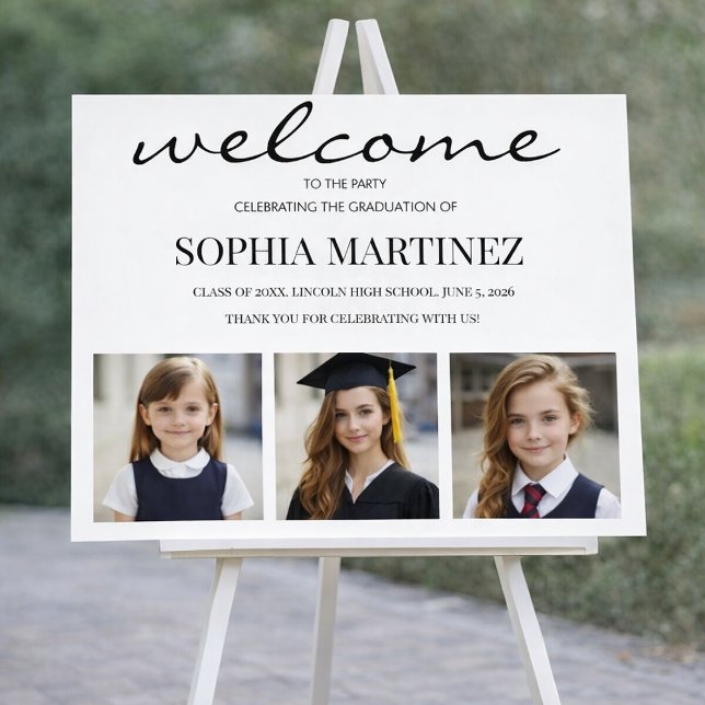 Modern 3 Photo Graduation Welcome Sign Poster (Skapare uppladdad)