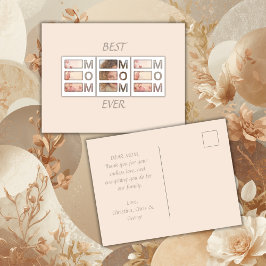 Modern 3 Photo Grid Moms day Keepsake Vykort