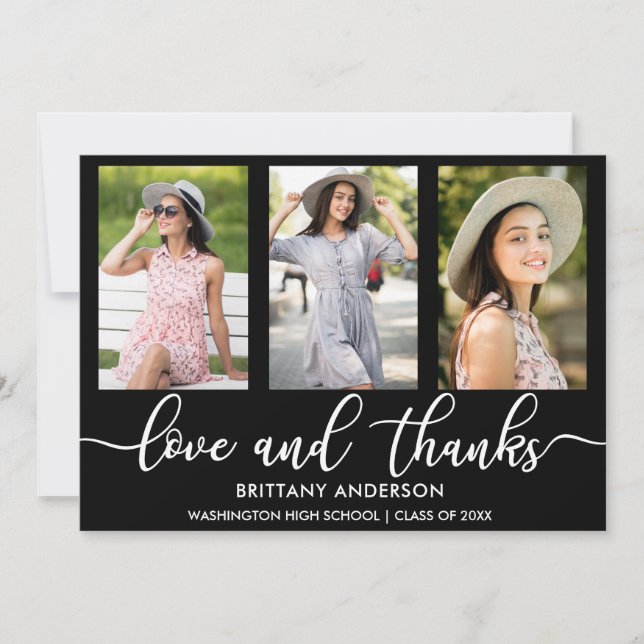 Modern 3 Photo Studenten Kärlek och tack Meddelande (Framsida)