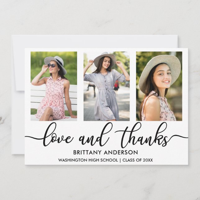 Modern 3 Photo Studenten Kärlek och tack W Meddelande (Framsida)