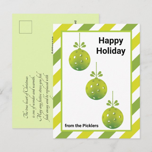 Modern 3 Picklebollar Baubles, anpassningsbar text Vykort (Fram/baksida)
