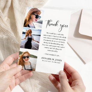 Modern 3 x fotobegravningssympati tack kort