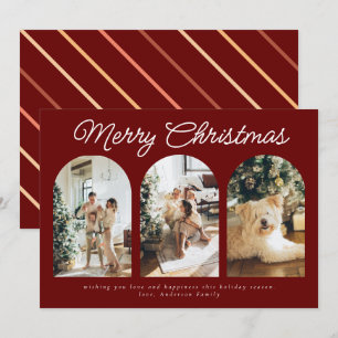 Modern 3Arch Curve Photo julskript Red Julkort