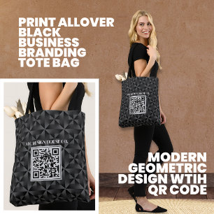 Modern 3D Black Professionell Business QR-kod Tygkasse