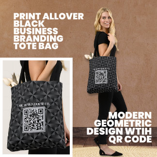 Modern 3D Black Professionell Business QR-kod Tygkasse