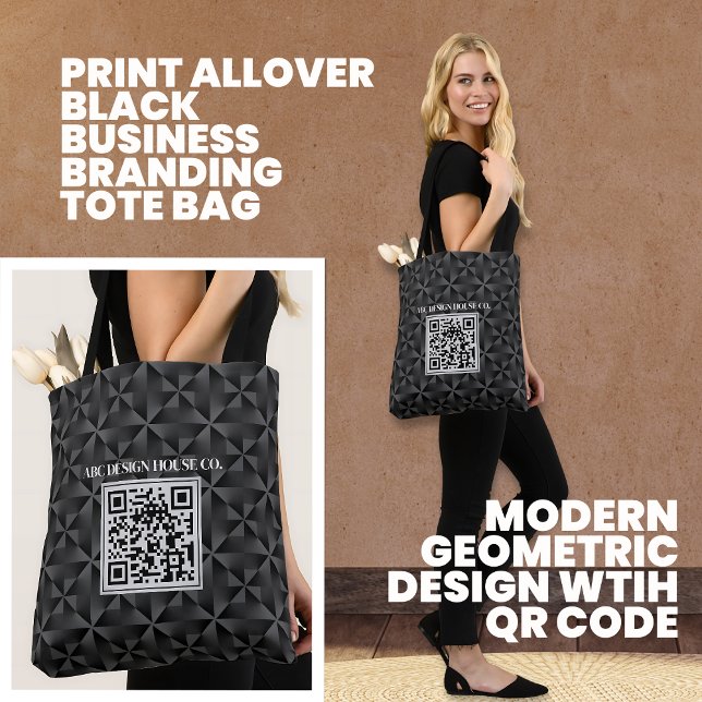 Modern 3D Black Professionell Business QR-kod Tygkasse (Skapare uppladdad)