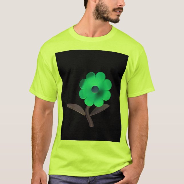 Modern 3D-blomdesign i blå färg. T Shirt (Framsida)