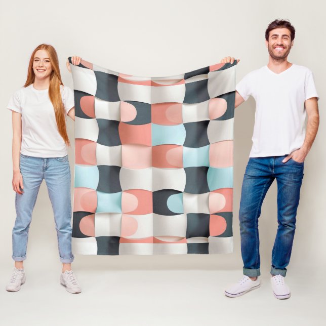 Modern 3D Böjd Geometrisk Illusionsmönster Fleecefilt (På plats)