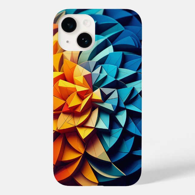 Modern 3D Geometric Lotus Phone Case Vibrant Blue (Baksida)