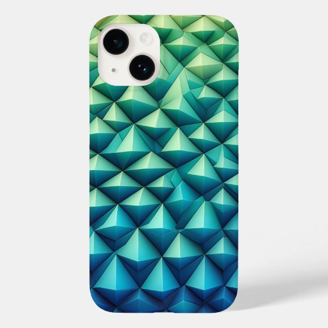 Modern 3D Geometric Pyramid Phone Case - Teal and  (Baksida)