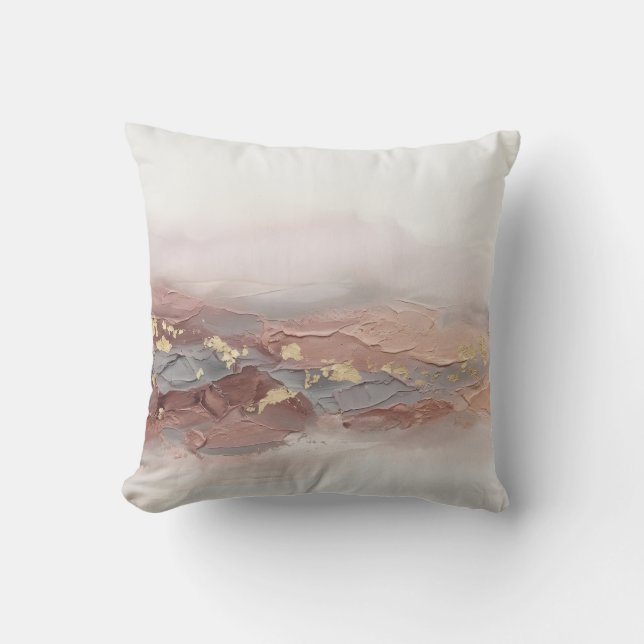 Modern 3D Impasto Rodnad Terrakotta Guld Kudde (Framsida)