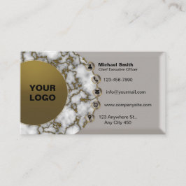 Modern 3D Metallic Faux Marble Silver-Gold Foil Visitkort