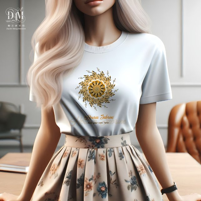 Modern 3D Orange Blush Blommig Mandala Doodle  T Shirt (Skapare uppladdad)