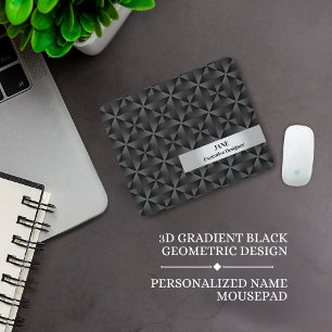 Modern 3D-övertoning, svart Diamond Geometric Möns Musmatta