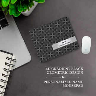 Modern 3D-övertoning, svart Diamond Geometric Möns Musmatta