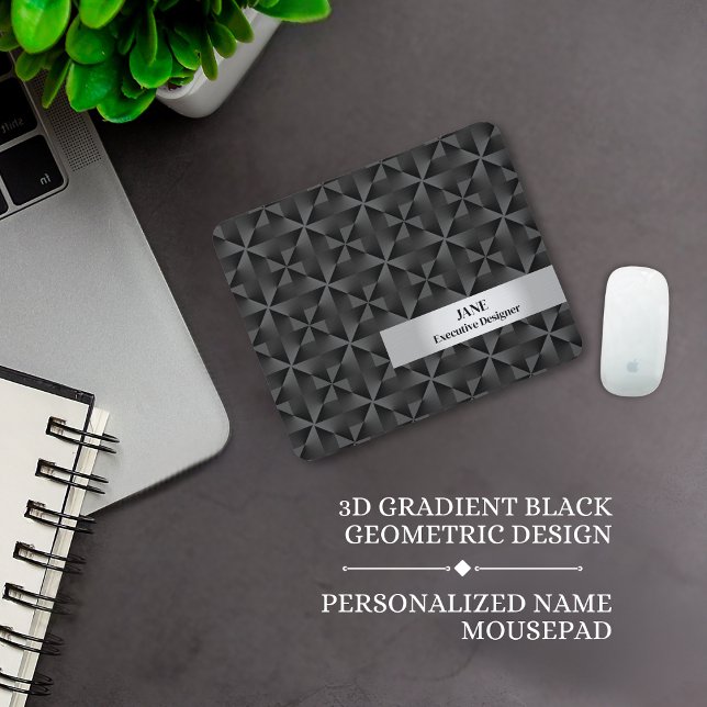 Modern 3D-övertoning, svart Diamond Geometric Möns Musmatta (Skapare uppladdad)