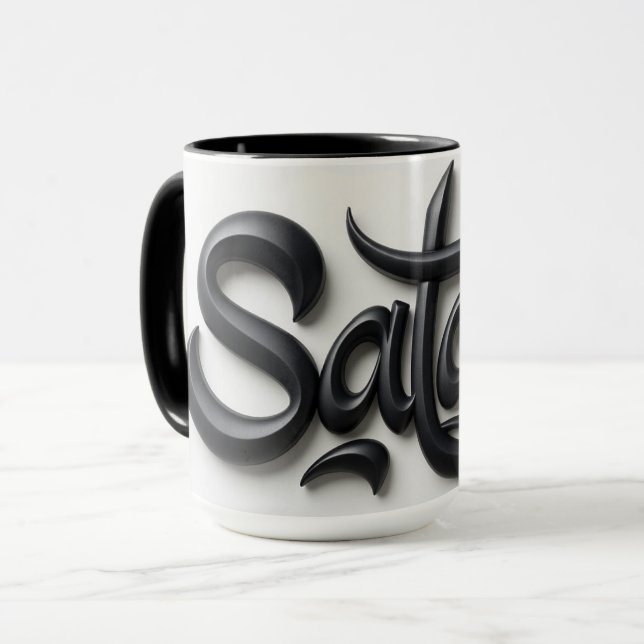 Modern 3D Salam Greeting | Bold Black & White  Mugg (Framsida vänster)