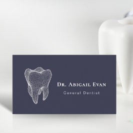 Modern 3D Tooth Professional Navy Blue Dentist Visitkort