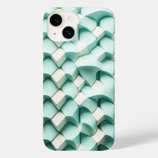 Modern 3D turkos och vit geometrisk telefonfodral